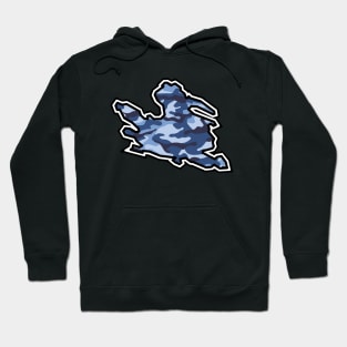 Mayne Island Silhouette in Blue Camouflage - Camo Pattern - Mayne Island Hoodie